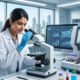 Modern Medical Lab Technician working with microscope and automated analyzer machines in 2026 - aksafar