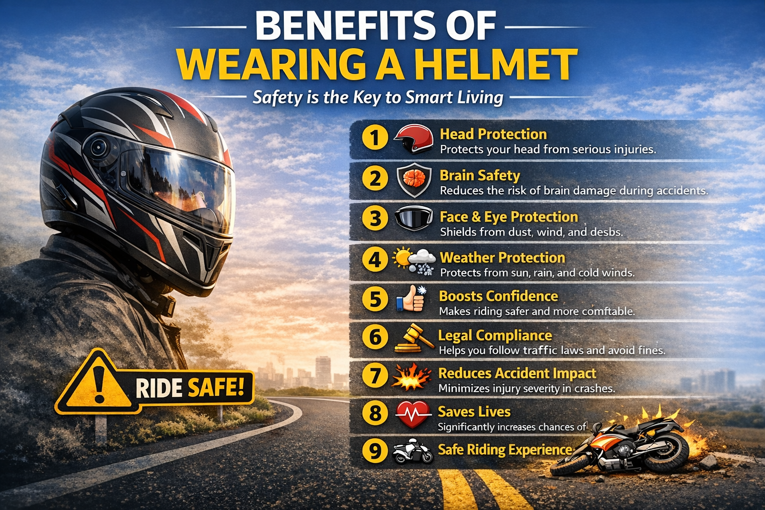 हेलमेट पहनने के फायदे