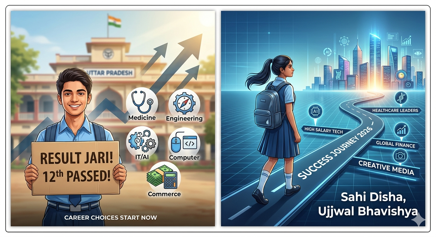 UP Board 12th Result 2026 ke baad career options aur courses ki jankari.